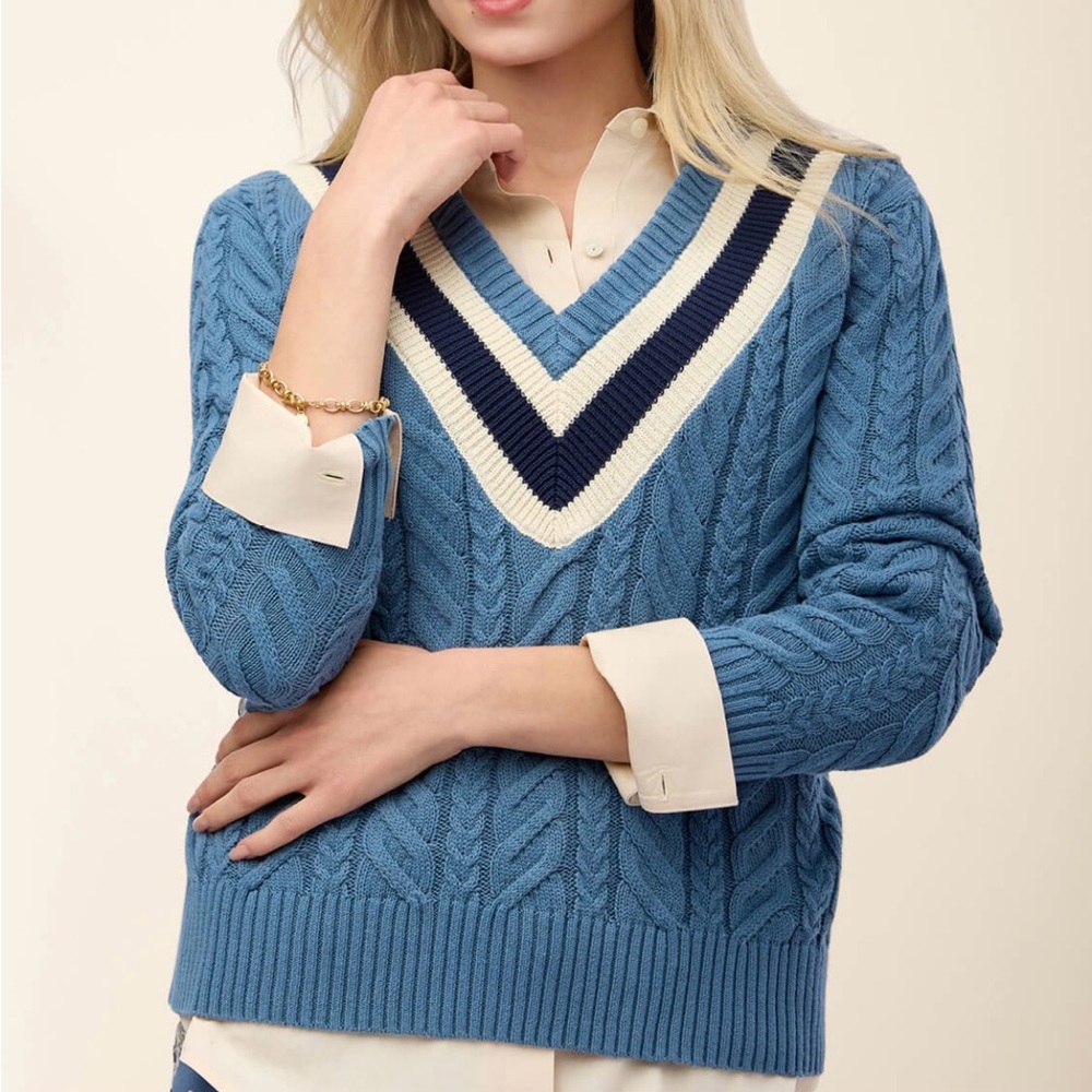 Spartina Lorna Varsity Sweater Bluestone